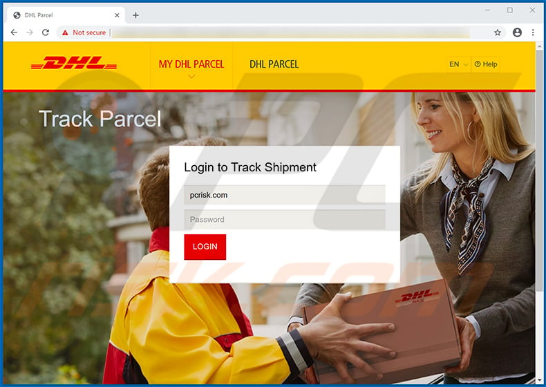 DHL phishing website