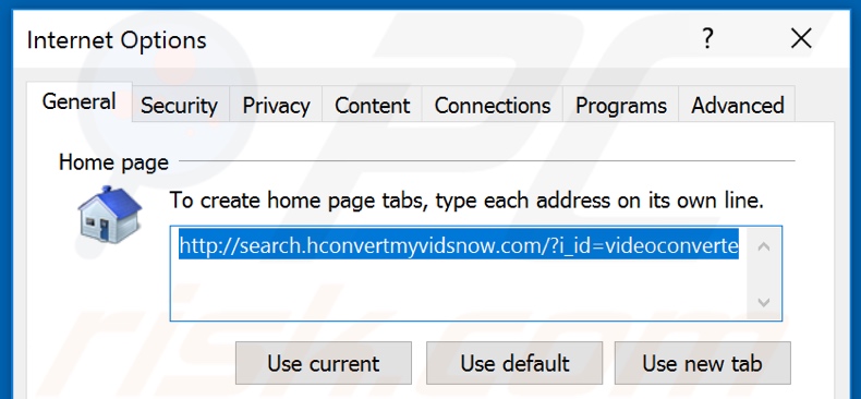 Removing search.hconvertmyvidsnow.com from Internet Explorer homepage