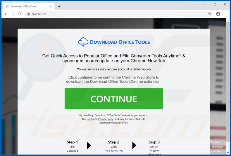 Website used to promote Download Office Tools browser hijacker