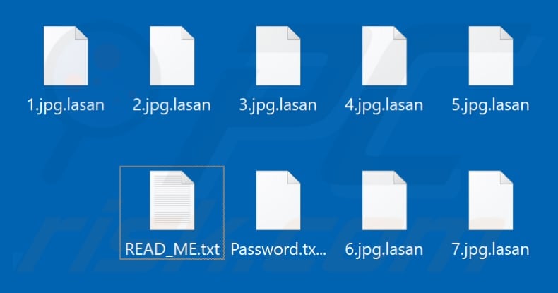 Files encrypted by DRV ransomware (.lasan extension)