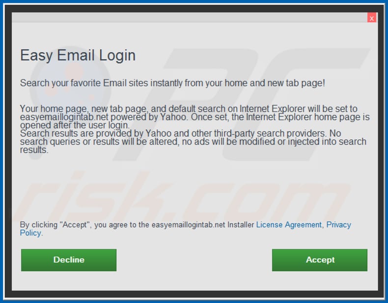 Official Easy Email Login browser hijacker installation setup
