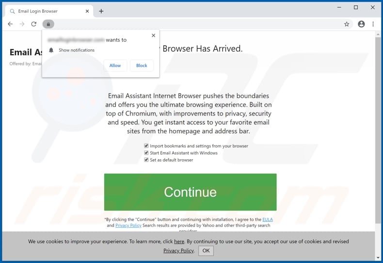 Website promoting the Email Assistant browser
