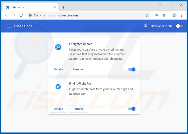 Removing search.hfindaflightpro.com related Google Chrome extensions