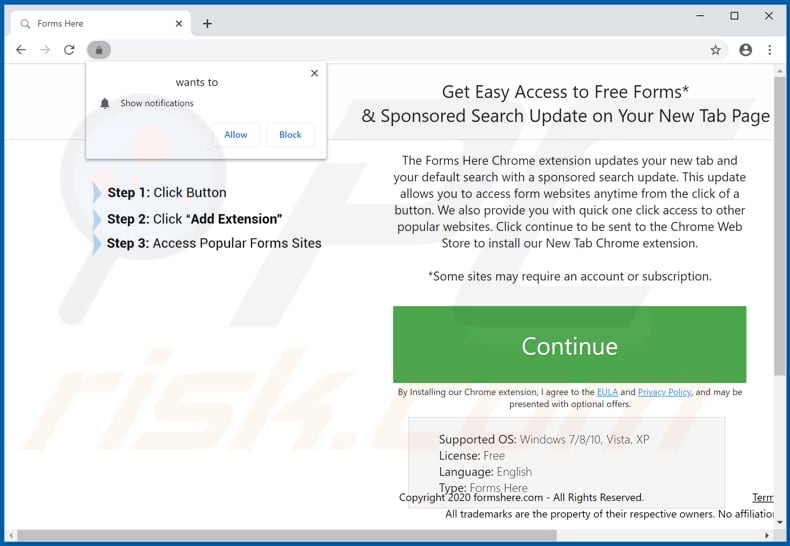 Website used to promote Finding Forms Pro browser hijacker