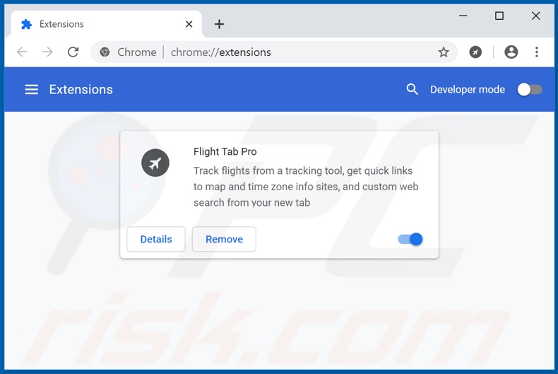 Removing flighttabpro.com related Google Chrome extensions