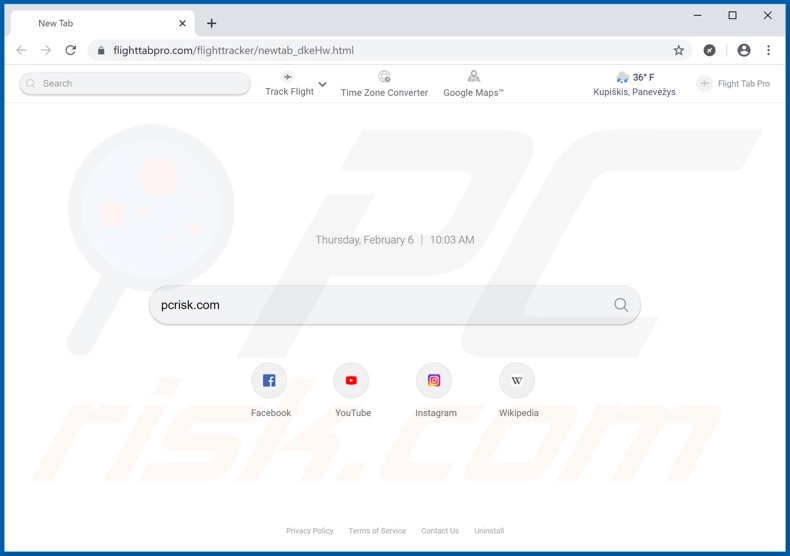 flighttabpro.com browser hijacker