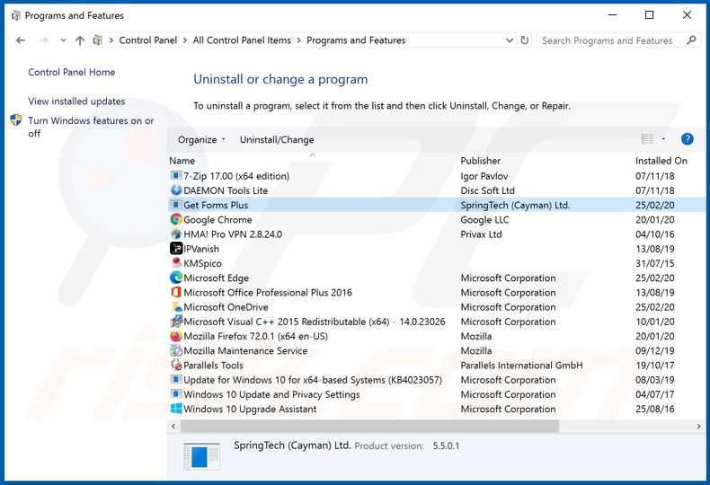 hp.hgetformsplus.com browser hijacker uninstall via Control Panel