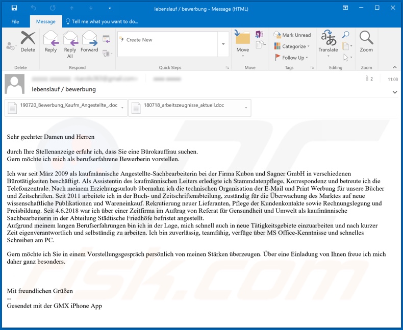 GrandSteal virus distributing email
