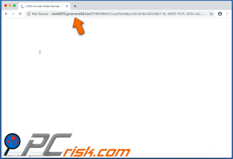grownsnd redirects to a lottery scam website