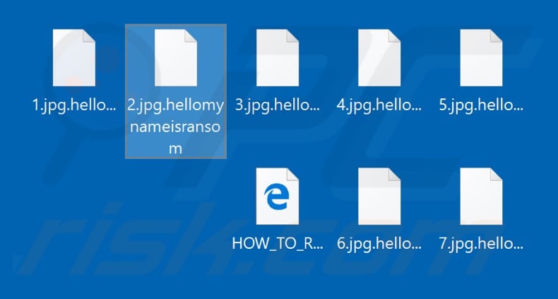 Files encrypted by Hellomynameisransom ransomware (.hellomynameisransom extension)
