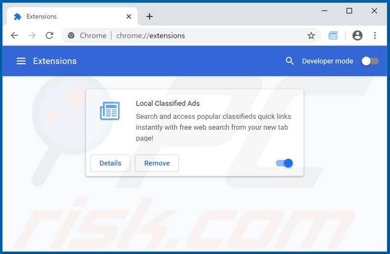 Removing search.localclassifiedsadstab.com related Google Chrome extensions