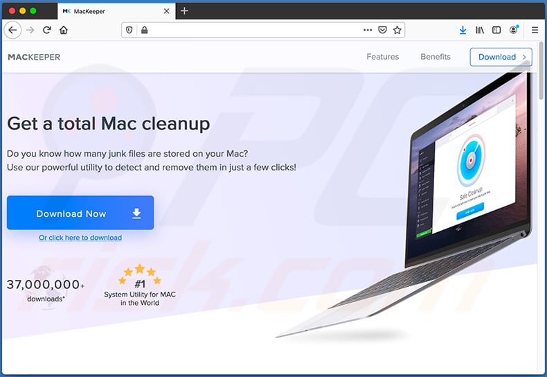 Website promoting MacKeeper unwanted application