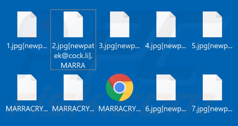 Files encrypted by MARRACRYPT ransomware (.MARRA extension)