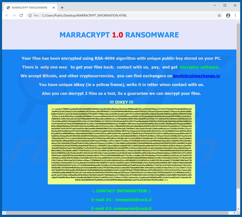 MARRACRYPT decrypt instructions (MARRACRYPT_INFORMATION.HTML)