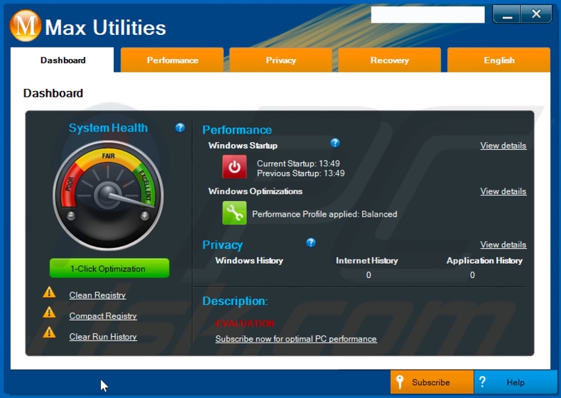 Max Utilities unwanted application