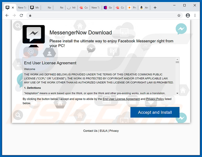 MessengerNow adware-promoting website