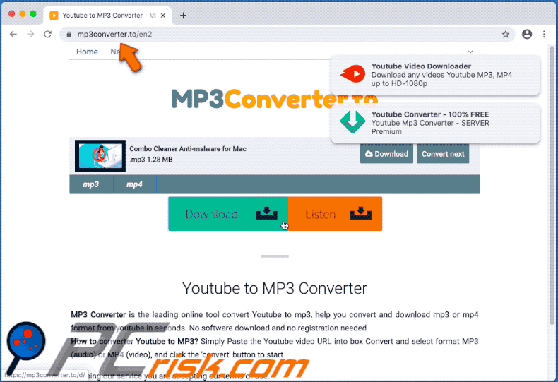 mp3converter.to redirects to mackeeper download page