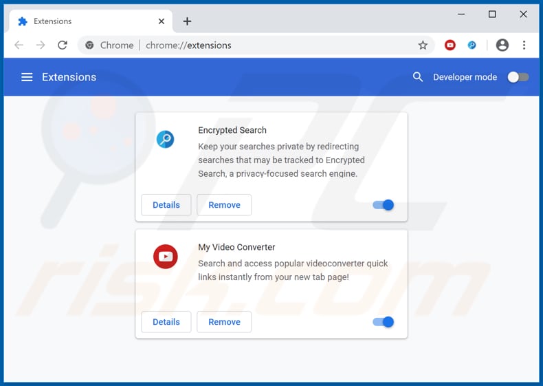 Removing search.hfilevideoconverter.com related Google Chrome extensions