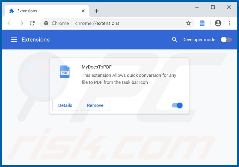 Removing pdfsrch.com related Google Chrome extensions
