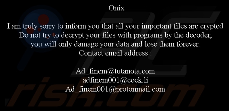 Onix ransomware another variant wallpaper