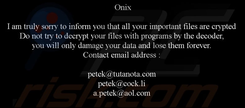 Onix ransomware wallpaper