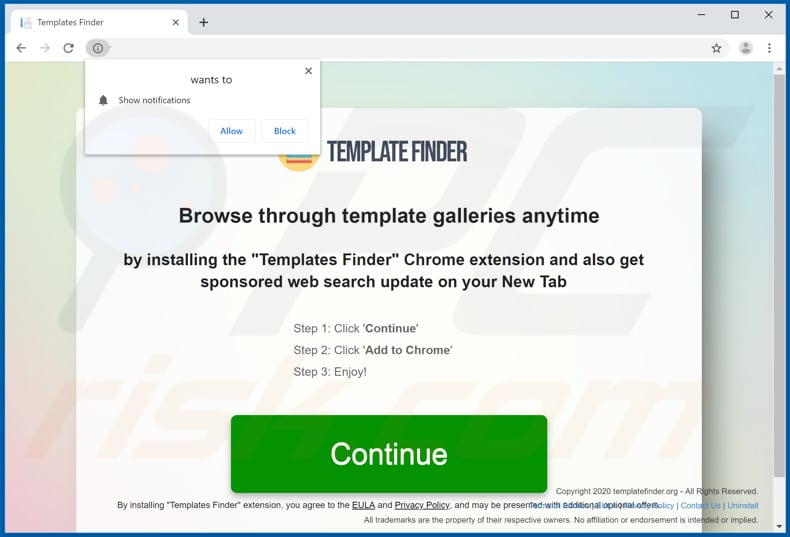 Website used to promote Online Templates browser hijacker