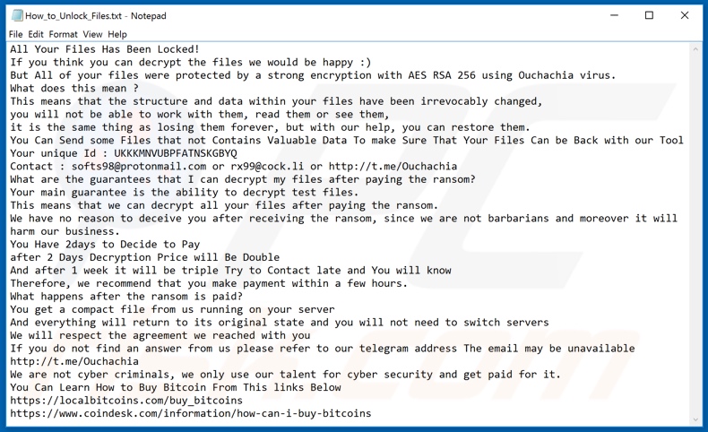 Ouchachia decrypt instructions (How_to_Unlock_Files.txt)