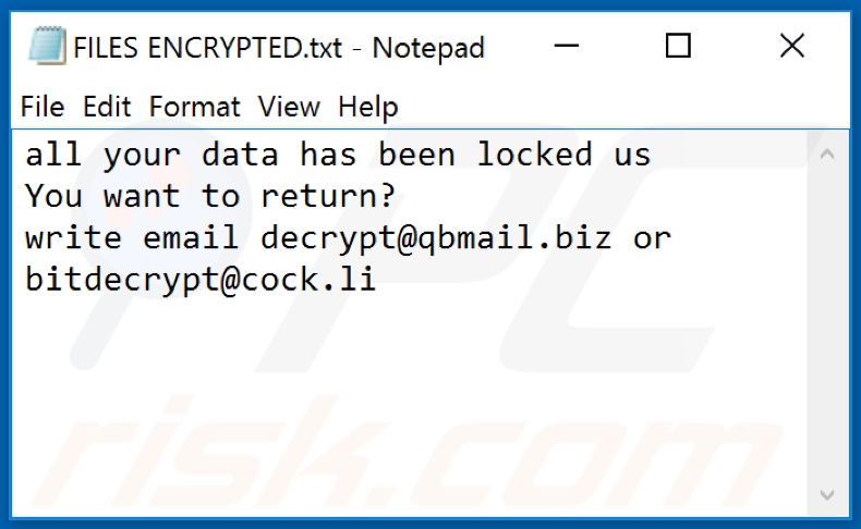 PAY (Dharma) ransomware text file (FILES ENCRYPTED.txt)