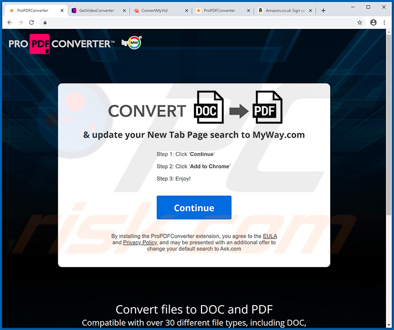 ProPDFConverter browser hijacker-promoting website