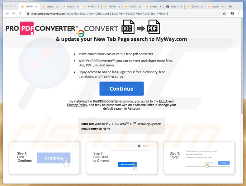 Website used to promote ProPDFConverter browser hijacker