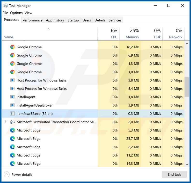 quilminer libmfxsw32 process in task manager
