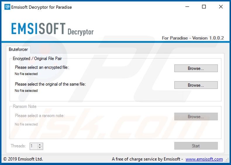 SDfghjkl ransomware appearance of Emsisoft decryption tool