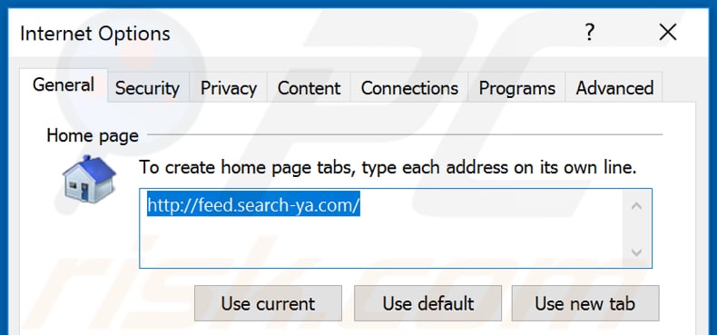 Removing feed.search-ya.com from Internet Explorer homepage