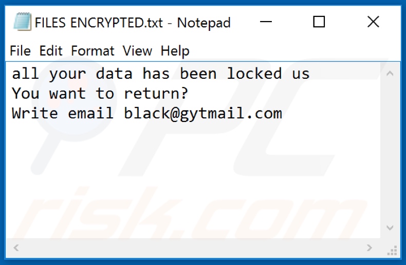 Self ransomware text file (FILES ENCRYPTED.txt)