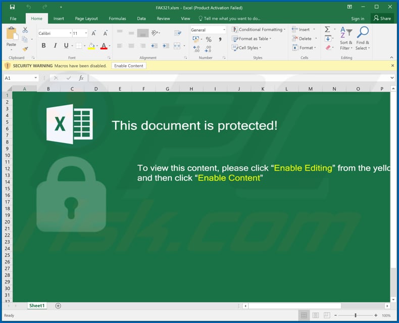 malicious excel document used to promote servo99 ransomware