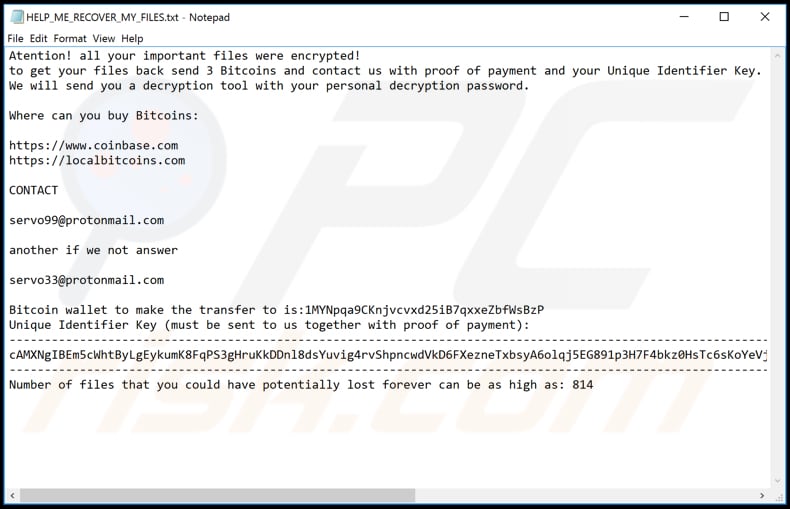 SERVO99 ransomware text file ()