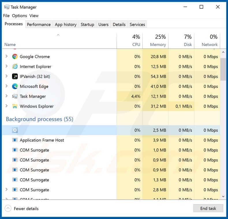 Shifu malware process on task manager (process name may vary)