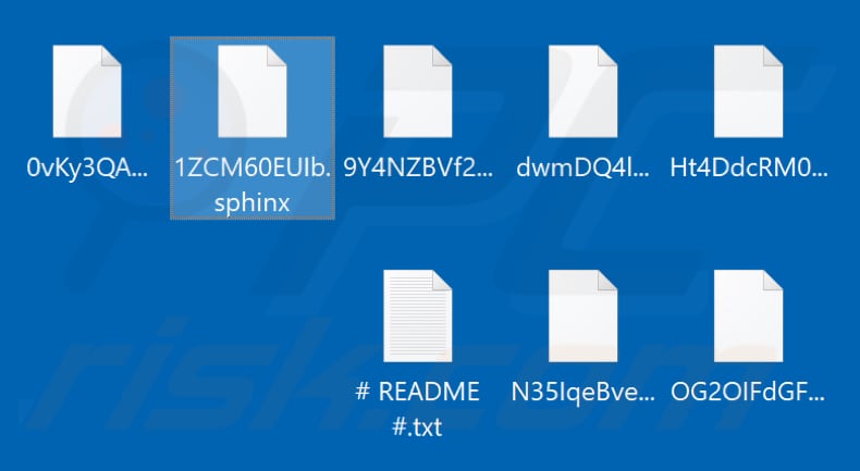 Files encrypted by Sphinx ransomware (.sphinx extension)
