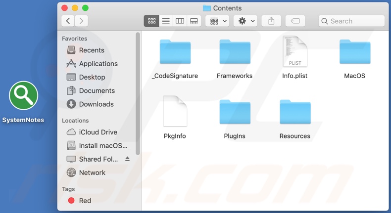 SystemNotes adware installation folder