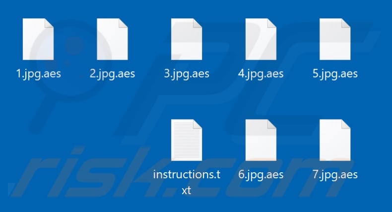 Files encrypted by The Cursed Murderer ransomware (.aes extension)