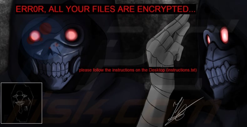 The Cursed Murderer ransomware wallpaper