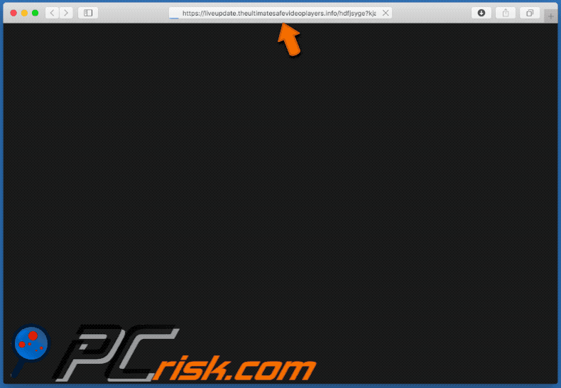 Appearance of theultimatesafevideoplayers[.]info scam (GIF)