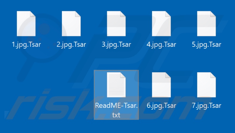 Files encrypted by Tsar ransomware (.Tsar extension)