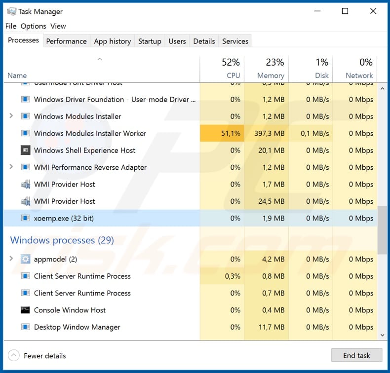 urelas malware xoemp.exe malicious process