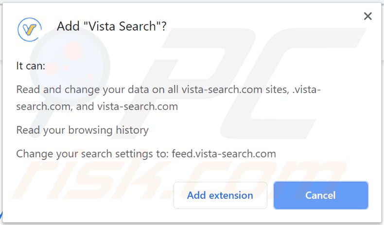 vista search browser hijacker asks for a permission to mofidy and access various data