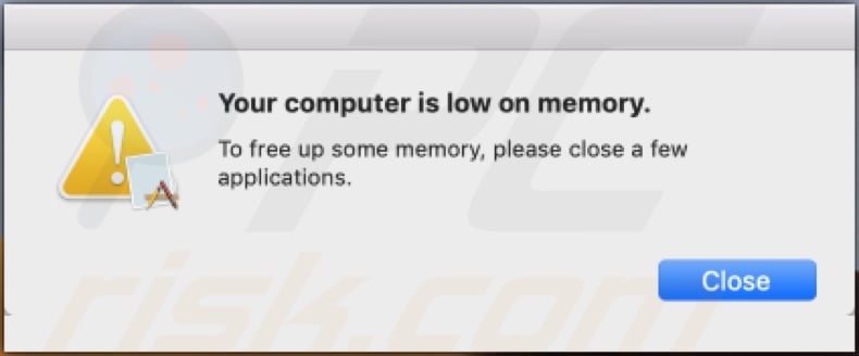 Your computer is low on memory scam