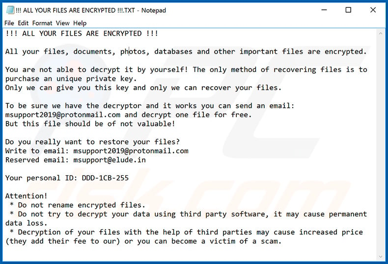 Ransom note of the updated ZEPPELIN ransomware