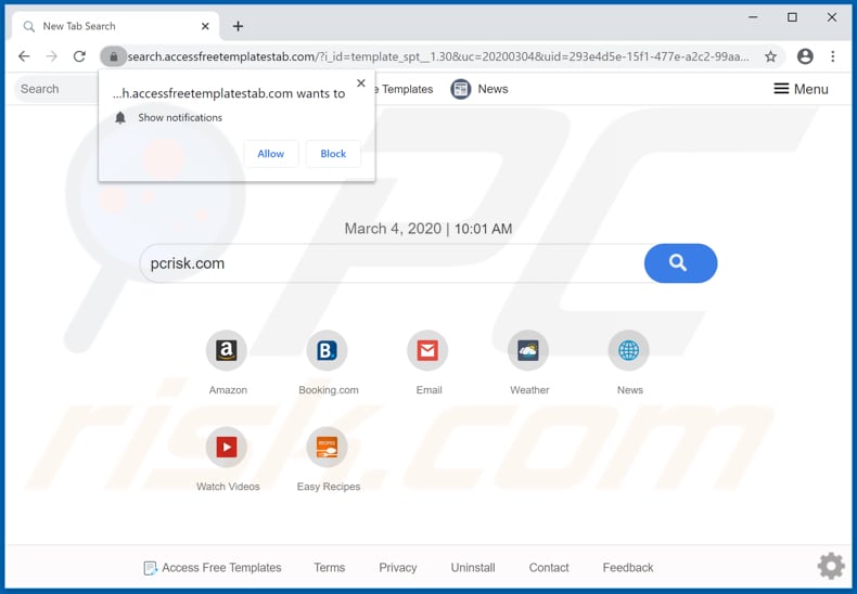 search.accessfreetemplatestab.com browser hijacker