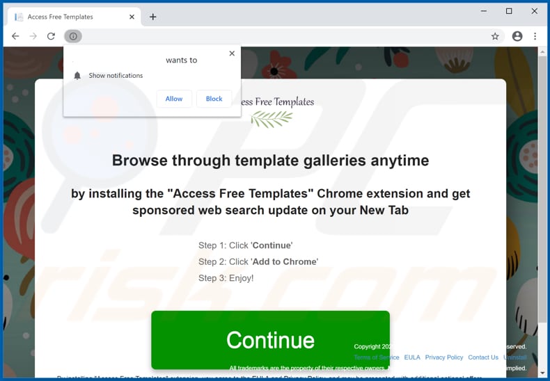 Website used to promote Access Free Templates browser hijacker