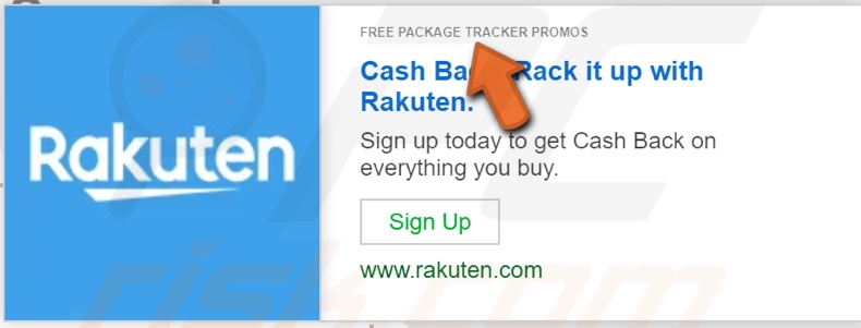 Advertisement by Free Package Tracker Promos adware 